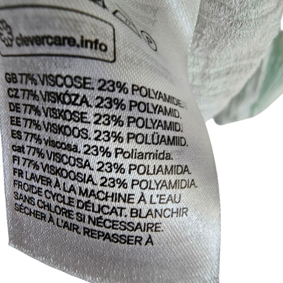 H&M Tie-Front Top Girls Short Sleeve Button-Up Shirt Green White Size‎ 13-14 - Picture 4 of 6